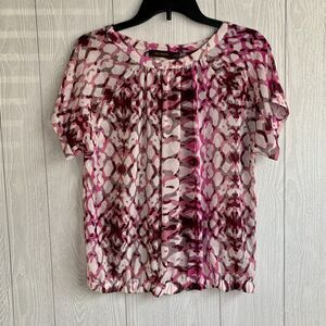 The Limited Purple Print Short Sleeve Blouse XS